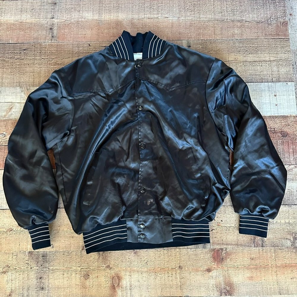 Westark Vintage Moser's Farm Mt. Pleasant Arkansas Nylon Snap Up Bomber Jacket